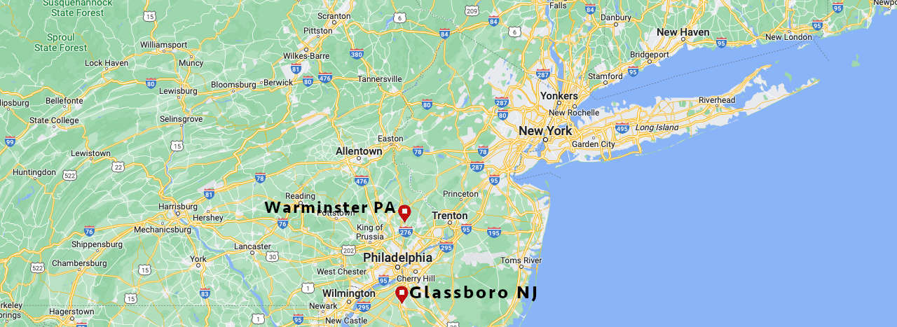 Blue Air Group map location Glassboro NJ and Warminster Pa